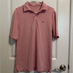 Vineyard Vines Men's Polo in Pink and White Stripes